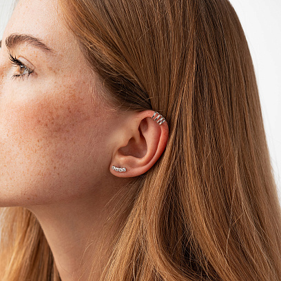 Серьга - каффа в серебре 7238 №2