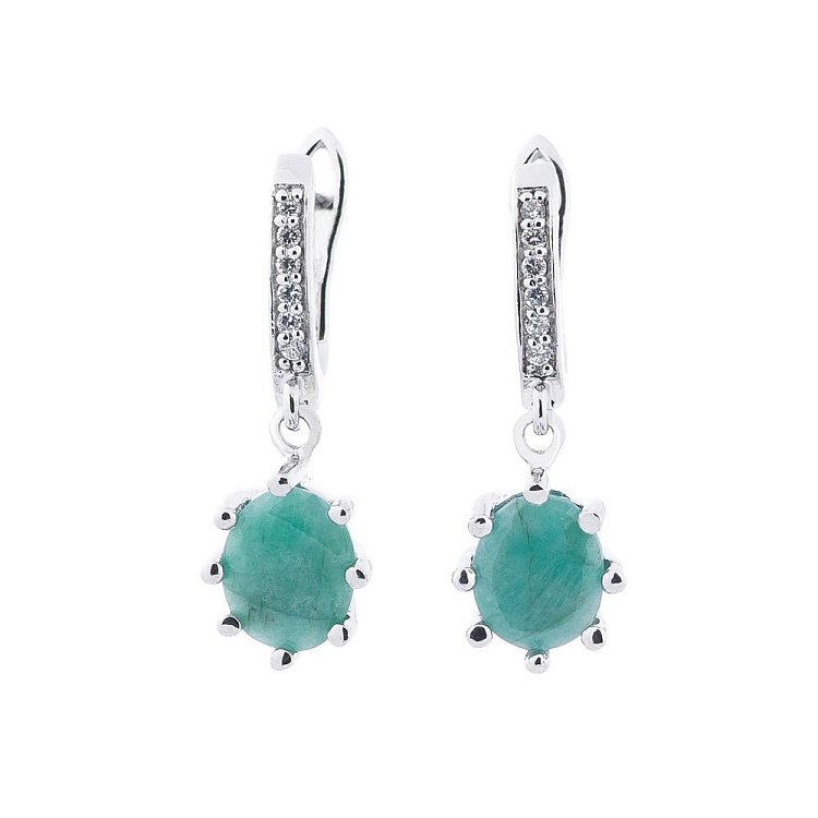 Серьги (изумруд) 121581 от ювелирного магазина Оникс