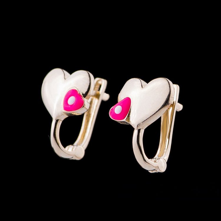 Золоті сережки "Пара сердечок" с04790розз від ювелірного магазину Онікс