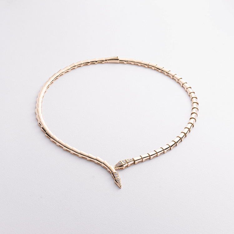 Колье "Змея" в желтом золоте (фианиты) кол02629 от ювелирного магазина Оникс