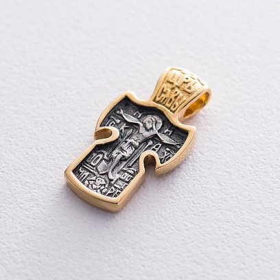 Серебряный крестик с позолотой "Царь Славы" 13688 №4