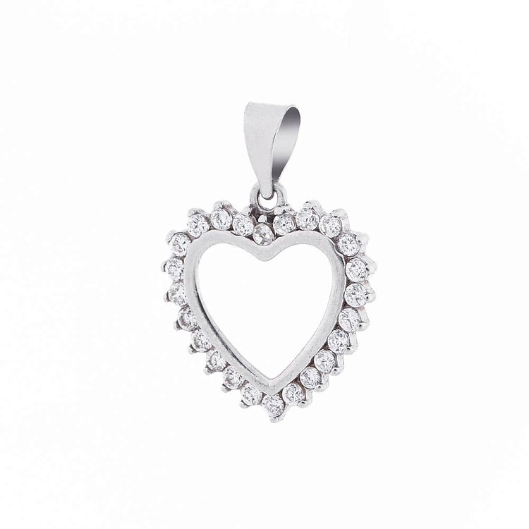 Срібний кулон з фіанітами "Сердечко" 131581 від ювелірного магазину Онікс