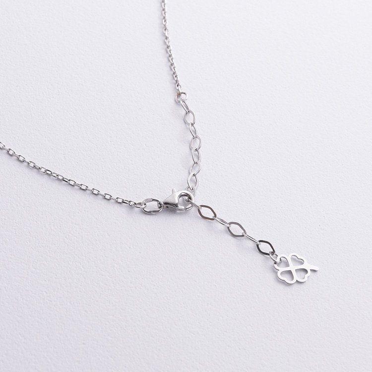 Срібне кольє "Конюшина" з оніксом 181326 від ювелірного магазину Онікс - 3