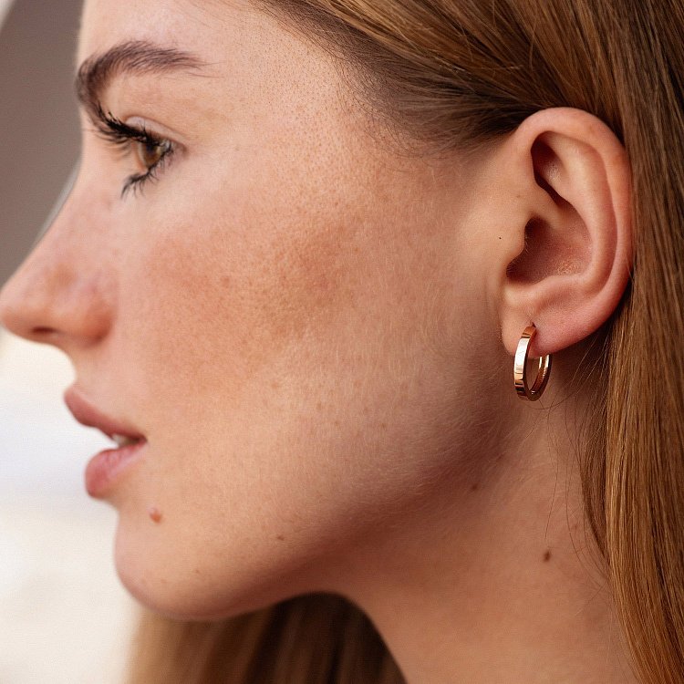 Серьги - кольца в красном золоте с08768 от ювелирного магазина Оникс - 1