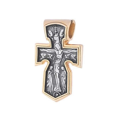 Срібний хрестик з позолотою і чорнінням 132391 №3