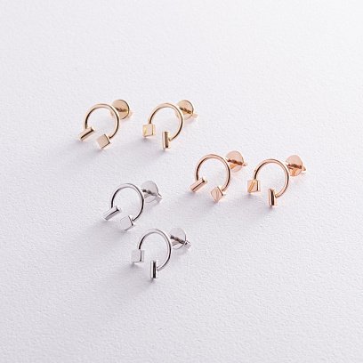 Серьги - пусеты "Дарси" в белом золоте с08317 №3