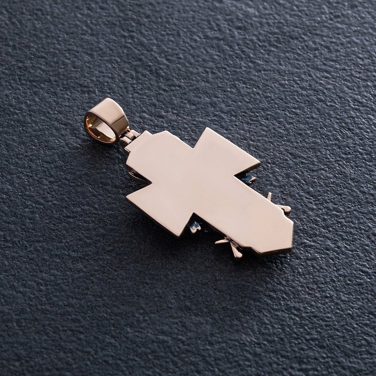 Золотий хрест "Український козак. Слава Україні. На звороті - Спаси і Збережи" п03884 від ювелірного магазину Онікс - 4