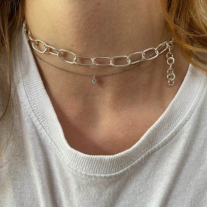 Серебряное колье "Капля дождя" 181006 №13