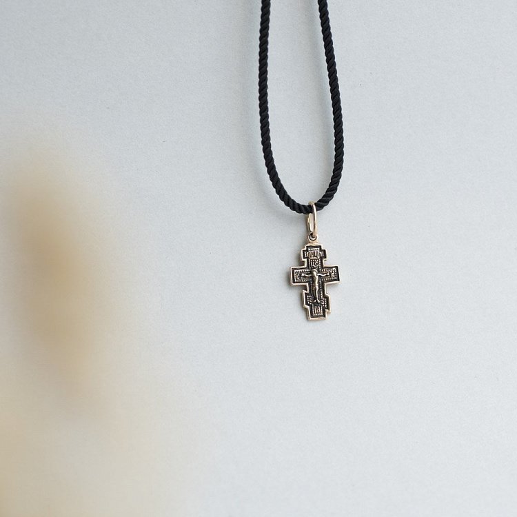 Православный крест "Распятие. Спаси и сохрани" (чернение) п01848 от ювелирного магазина Оникс - 5