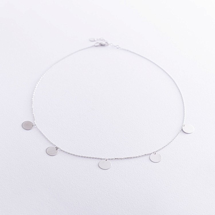 Колье "Монетки" в белом золоте (5 шт) кол01440 от ювелирного магазина Оникс - 2