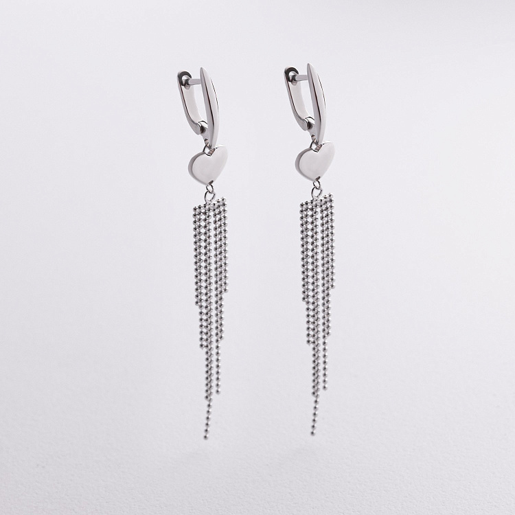 Висячі сережки "Сердечки" у сріблі 123479 від ювелірного магазину Онікс - 1