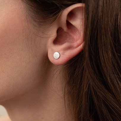 Серебряные серьги - пусеты без камней 122437 №8