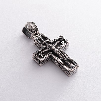 Мужской православный крест "Распятие" из эбенового дерева и серебра 1070 №6