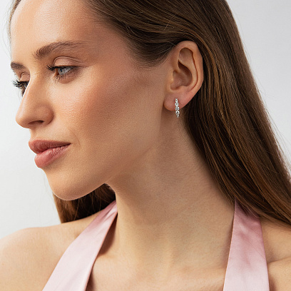 Сережки в білому золоті (діаманти) сб0587mi №2