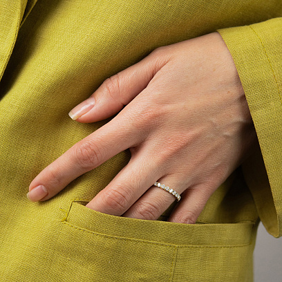 Золотое кольцо с дорожкой бриллиантов кб0683ri №5