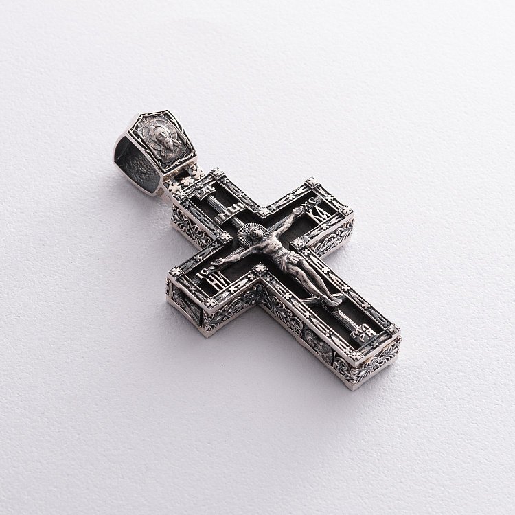 Мужской православный крест "Распятие" из эбенового дерева и серебра 1070 от ювелирного магазина Оникс - 5