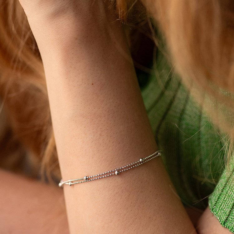 Серебряный браслет "Шарики" 905-01512 от ювелирного магазина Оникс - 1