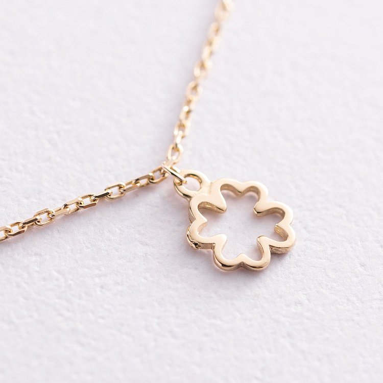 Золотий браслет "Конюшина" на ногу б04793 від ювелірного магазину Онікс - 3