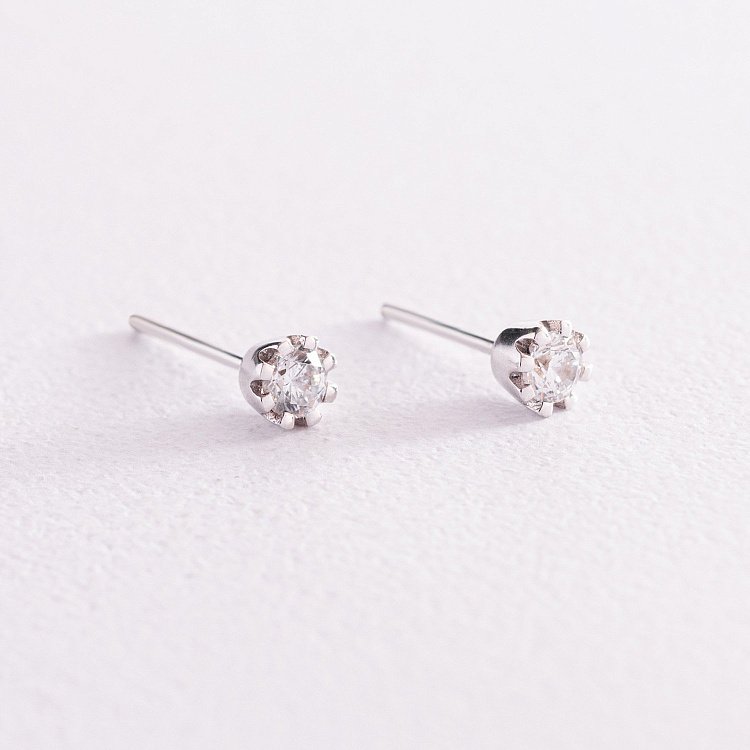 Золотые серьги - пусеты (фианит) с05853 от ювелирного магазина Оникс