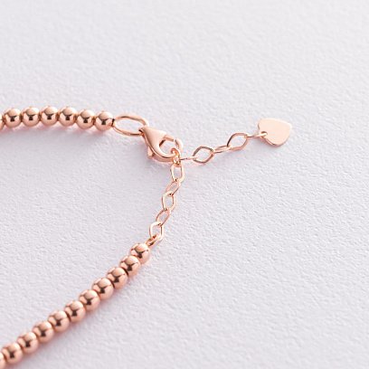 Браслет "Кульки" в червоному золоті (чорні фіаніти) б04698 №4