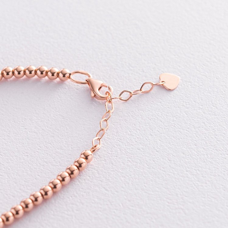 Браслет "Кульки" в червоному золоті (чорні фіаніти) б04698 від ювелірного магазину Онікс - 3