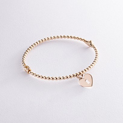 Жесткий золотой браслет "Сердечко" б02775