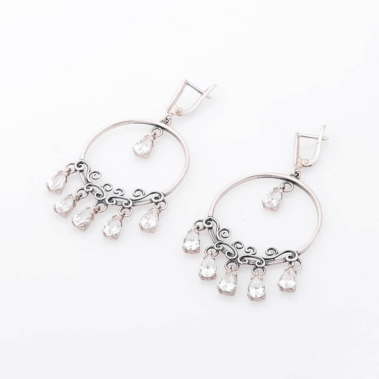 Жіночі сережки з фіанітами 12508 від ювелірного магазину Онікс