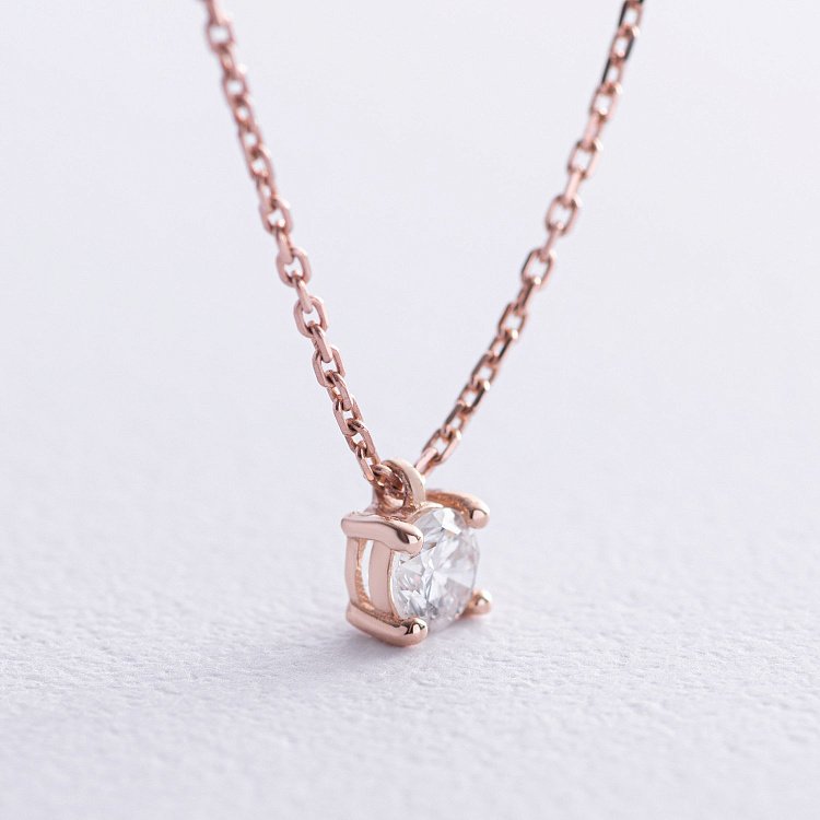 Золоте кольє з одним каменем (діамант) колб0113di від ювелірного магазину Онікс