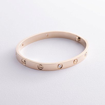 Жорсткий браслет "Love" з діамантами (жовте золото) 523453121 №10