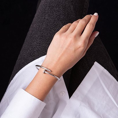 Золотой браслет "Гвоздь" с фианитами б04603 №2