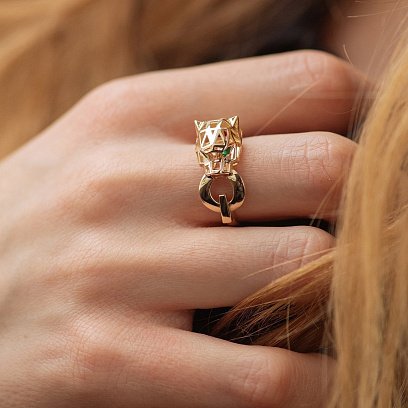 Каблучка "Пантера" в жовтому золоті (фіаніти) к07612 №2