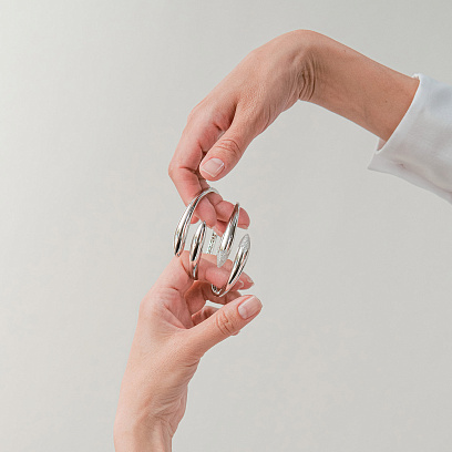 Жесткий браслет "Rosemarie" в белом золоте (фианиты) б05605 №8