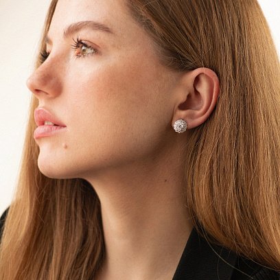 Срібні сережки з фіанітами 121695 №3