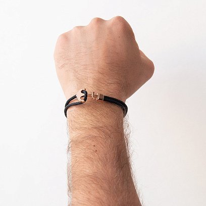 Каучуковий браслет "Якір" із золотою вставкою б02765 №5