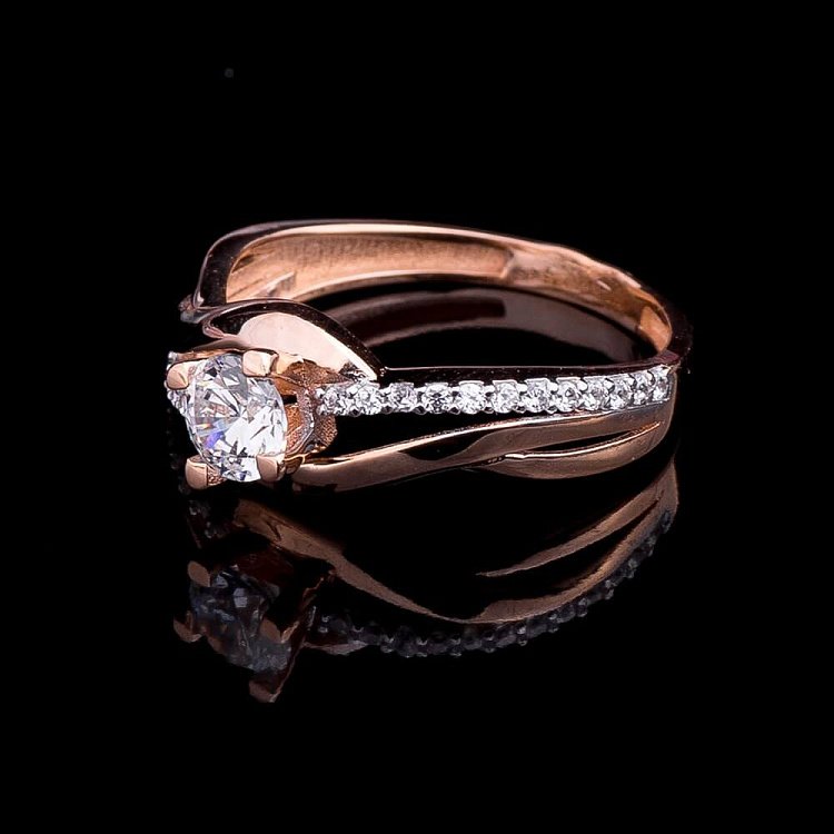 Золота заручальна каблучка з фіанітами к03342 від ювелірного магазину Онікс - 5