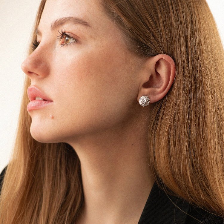 Срібні сережки з фіанітами 121695 від ювелірного магазину Онікс - 2