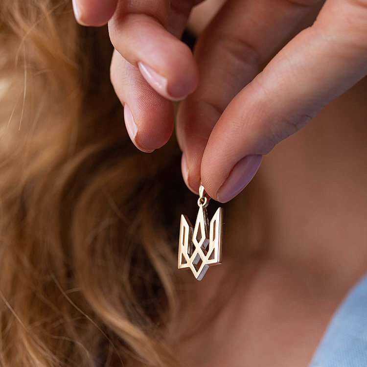 Підвіска "Герб України - Тризуб" у червоному золоті п03722 від ювелірного магазину Онікс - 4