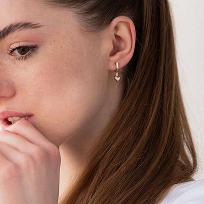 Золотые серьги "Сердечки" с06864 №2