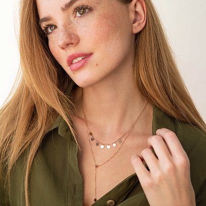 Двойное колье - галстук "Монетки" в красном золоте кол02284 №2