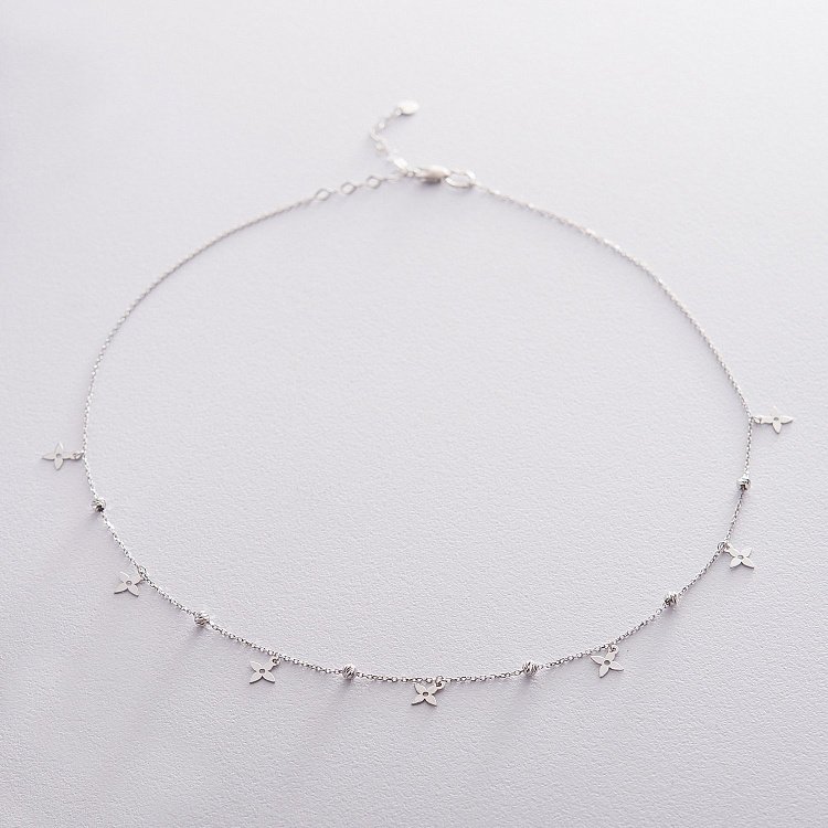 Кольє "Конюшина" з білого золота кол01534 від ювелірного магазину Онікс - 3