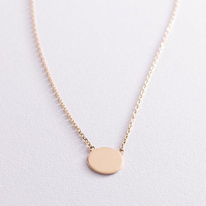 Колье "Монетка" в желтом золоте (возможна гравировка) кол02041 №4