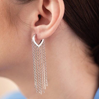 Серебряные серьги с цепочками OR116710 №4