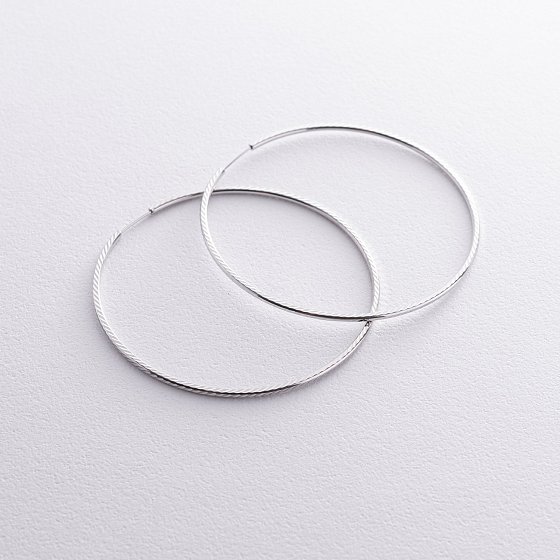 Сережки - кільця в білому золоті (5.4 см) с08599 №2