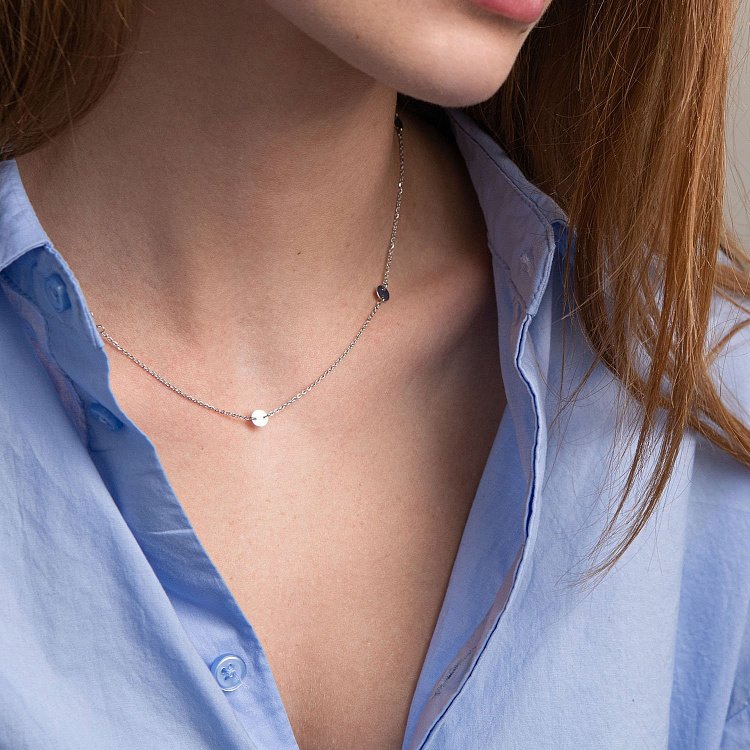 Колье "Монетки" в белом золоте 860252В от ювелирного магазина Оникс - 1