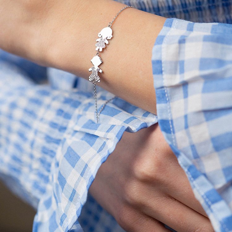 Золотой браслет "Мальчик и девочка" с фианитами б04112 от ювелирного магазина Оникс - 3