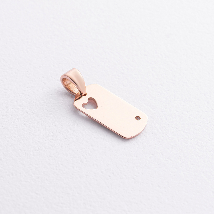 Кулон "Сердечко" для гравировки (красное золото) п03243 от ювелирного магазина Оникс - 2