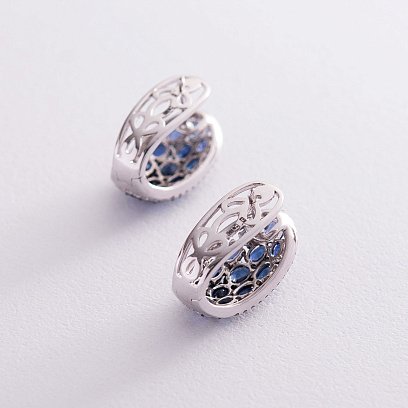 Золотые серьги с бриллиантами и сапфирами MR16037Egm №3