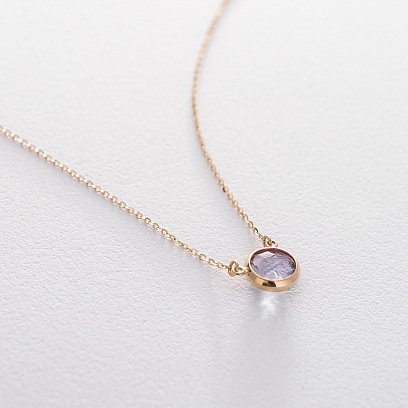 Золотое колье с аметистом кол01343
