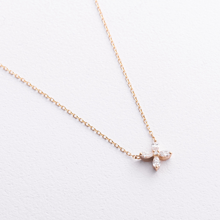 Кольє "Квіточка" в жовтому золоті (діаманти) колб0193sm від ювелірного магазину Онікс