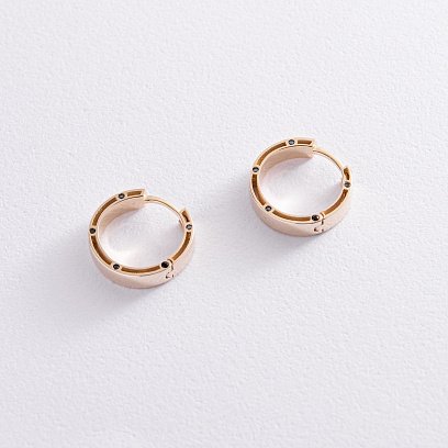 Золотые серьги - кольца с фианитами с07801 №3